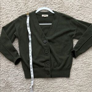 Madewell Deep Green Button-Up Cashmere Cardigan